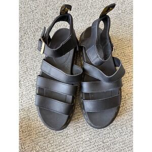 Dr. Martens Blaire Black Leather Gladiator Platform Sandals Women 3-Strap Ziggy